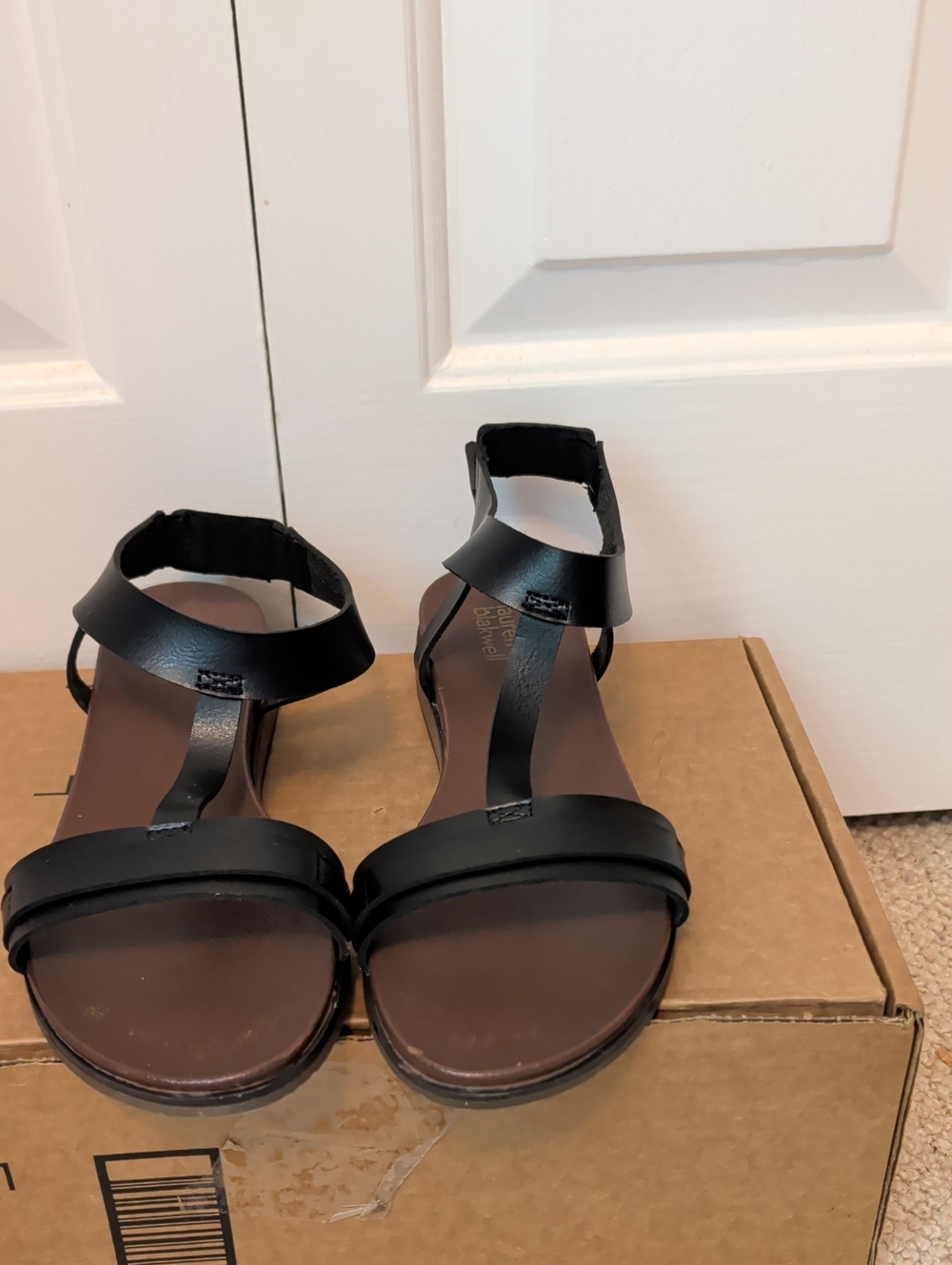 Women's Black Ankle-Strap Flat Sandals
